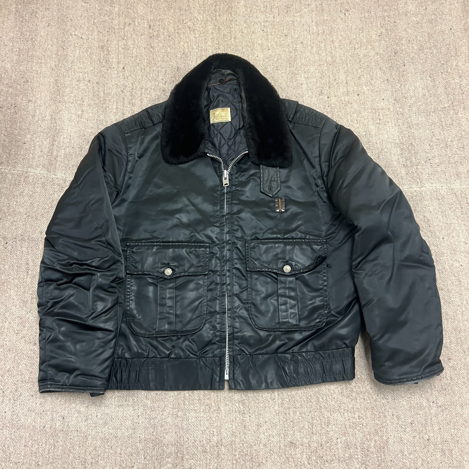 Vintage Us Police Bomber Jacket Mens Large Black 1960s Florida